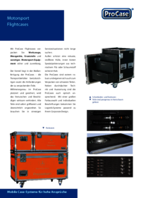 Brochure for flight case solutions for the motor racing industry