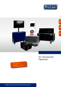 Brochure about flight cases for AV equipment, plasma display cases