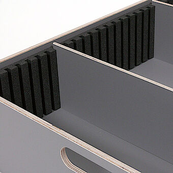 Grooved, foam compartments for inlay trays