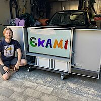 Developer Moritz Heinz Brylski with the eKami Flightcase 