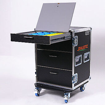 Drawer flight case with drawer for small parts 12524A+-K